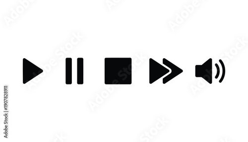 Essential Media Player and Audio Control Button Icons