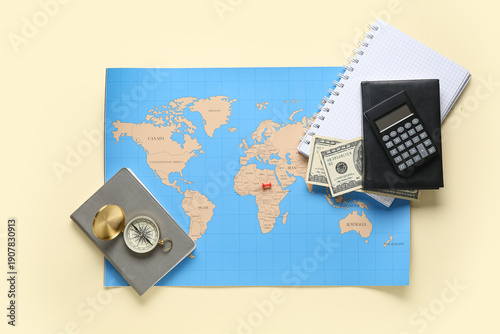 Notebooks with money, compa...