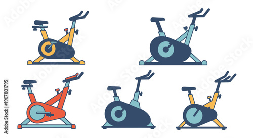 Photos Spin Bike Line art vector modern style