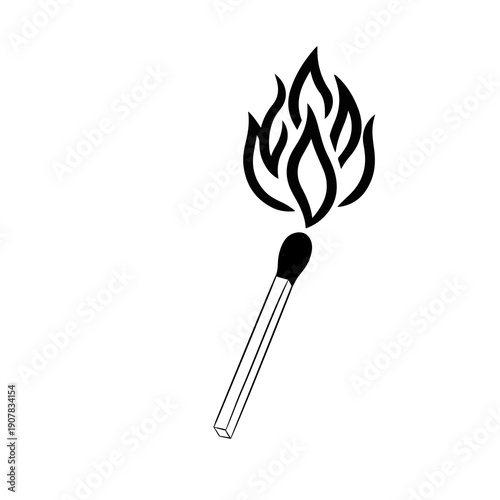 Burning matches icon, vector. matches icon. Lighted matches icon. Fire icon. Smoking.	