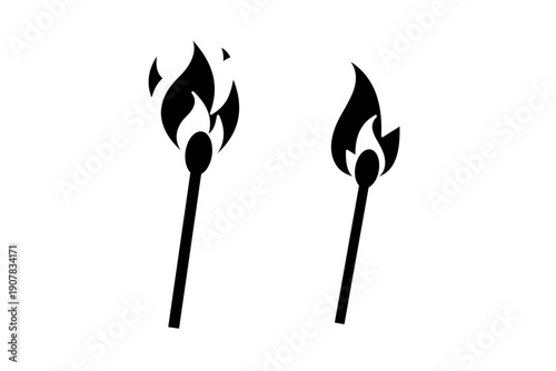 Burning matches icon, vector. matches icon. Lighted matches icon. Fire icon. Smoking.