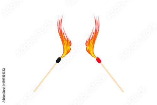 Burning matches icon, vector. matches icon. Lighted matches icon. Fire icon. Smoking.