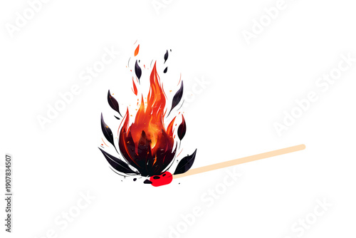 Burning matches icon, vector. matches icon. Lighted matches icon. Fire icon. Smoking.