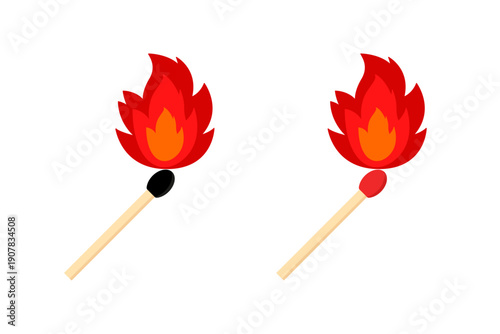 Burning matches icon, vector. matches icon. Lighted matches icon. Fire icon. Smoking.