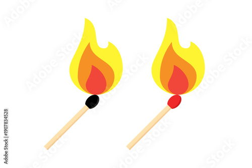 Burning matches icon, vector. matches icon. Lighted matches icon. Fire icon. Smoking.