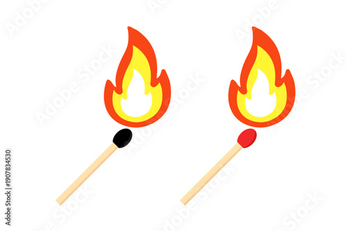 Burning matches icon, vector. matches icon. Lighted matches icon. Fire icon. Smoking.