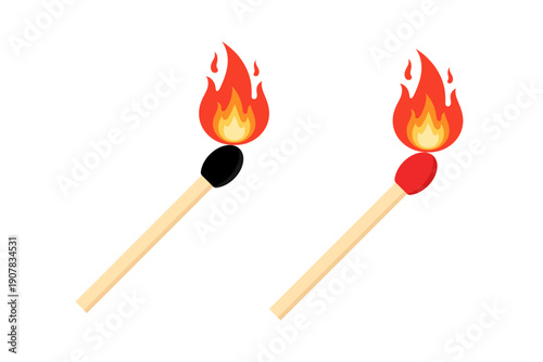 Burning matches icon, vector. matches icon. Lighted matches icon. Fire icon. Smoking.