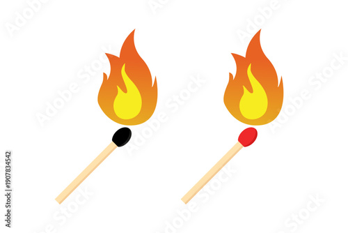 Burning matches icon, vector. matches icon. Lighted matches icon. Fire icon. Smoking.