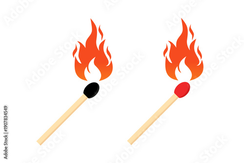 Burning matches icon, vector. matches icon. Lighted matches icon. Fire icon. Smoking.