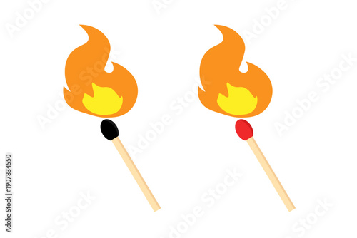 Burning matches icon, vector. matches icon. Lighted matches icon. Fire icon. Smoking.