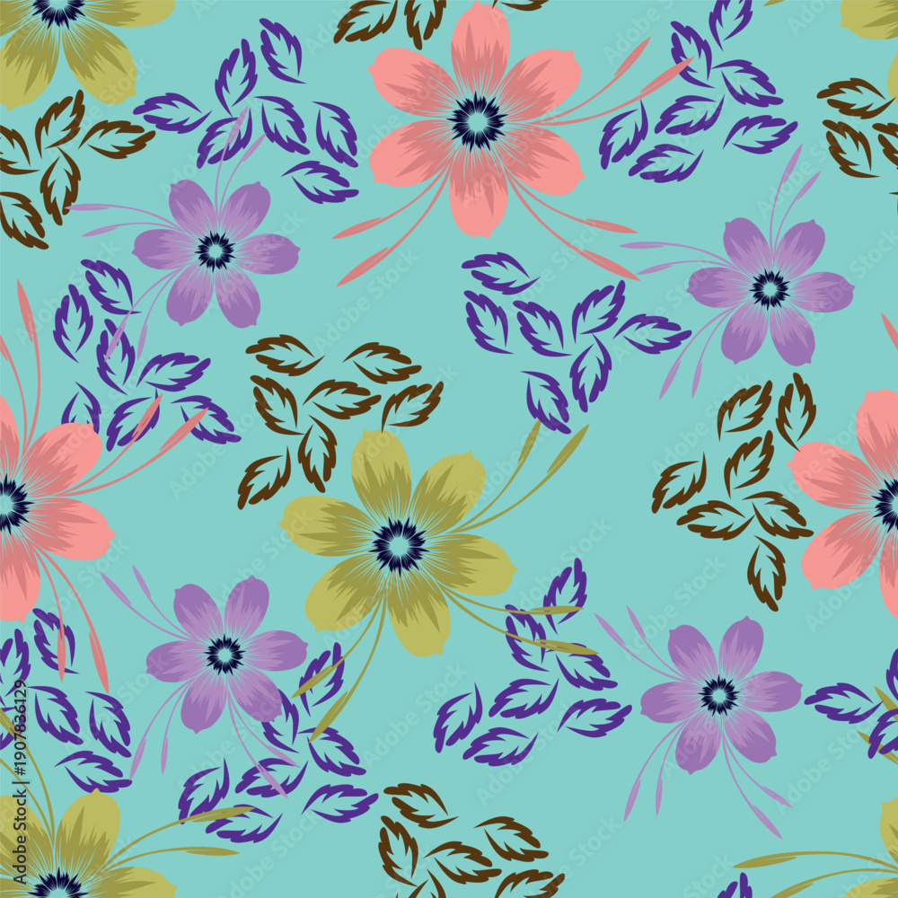 Fototapeta premium Ditsy floral seamless pattern. Small little flower pattern background. Repeat pattern. Ditsy print. Liberty style. Botanic surface design. Ditsy floral for fashion, texture, fabric, wallpaper, decor