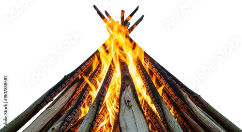 Принти на полотні Burning campfire PNG isolated on transparent background, bonfire with flames and