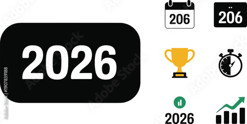 2026,year,icons,set,calendar,time,planning,goal,success,business,growth,timeline,vector,illustration,isolated,modern,design,symbol,infographic,concept
