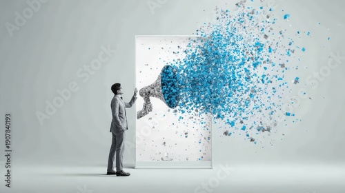 Wallpaper Mural Digital Marketing & Virality: Representing how a single message (the megaphone) can "explode" across the internet or reach a massive audience through social media. Torontodigital.ca