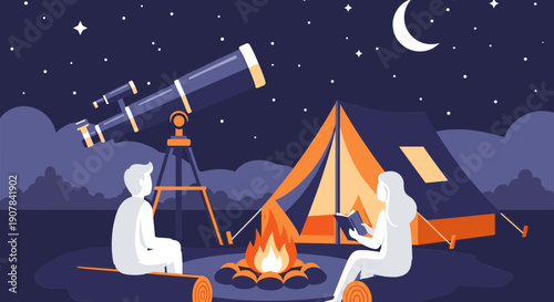 Stargazing Campfire Night Under the Stars