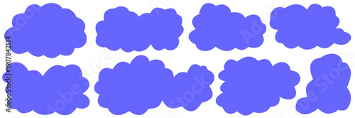 Rounded label cloud frame with fluffy texture, minimal shape for speech, neat cloud label with fluffy shape outline.