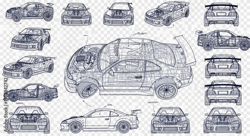 Collection of Car Illustrations and Diagrams.