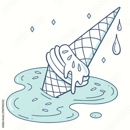 Pastel-colored vector art of a failed ice sculptor struggling with a melting artwork, representing the fleeting nature of creation.