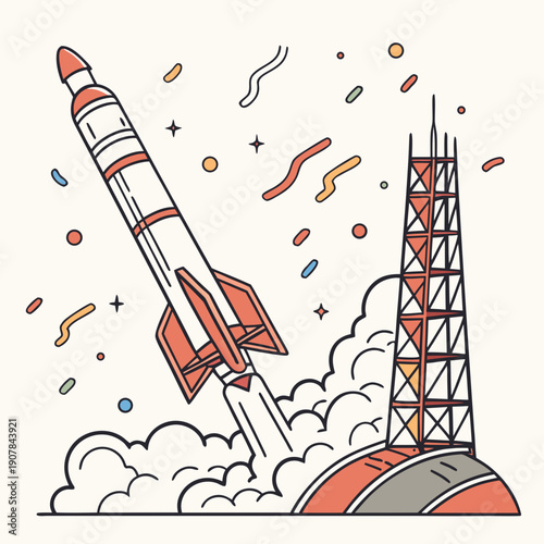 Humorous Failed Rocket Launch Turning into Confetti Mode: A Whimsical Celebration of Unexpected Outcomes and Spectacular Mishaps.