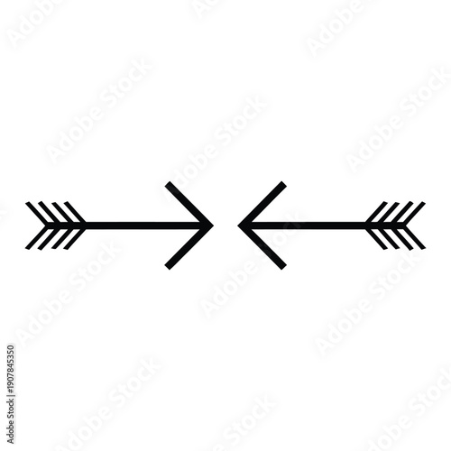 Two arrows pointing towards each other, symbolizing conflict or opposition on a white background.