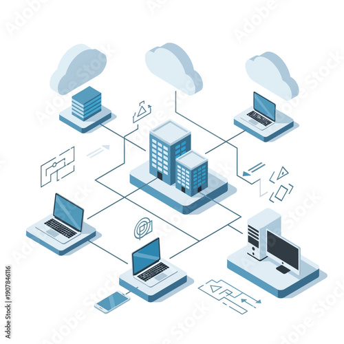 Cloud Computing Network Infrastructure with Multiple Devices.