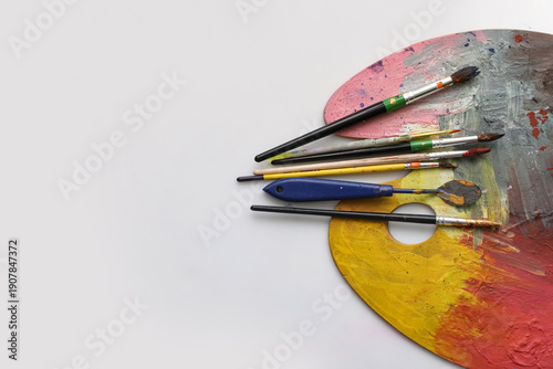 Artist brushes and palette ...