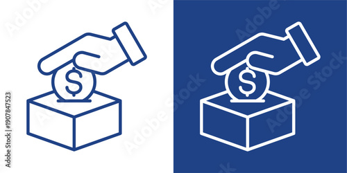 Donation Blue And White Icon Style Collection