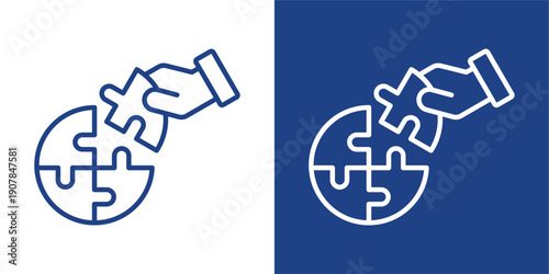 Contribution Blue And White Icon Style Collection