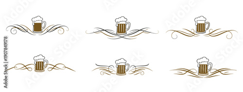 Decorative beer dividers in elegant style for graphic design