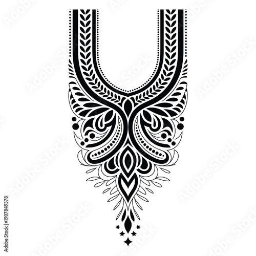 Black and White Ornamental Neckline