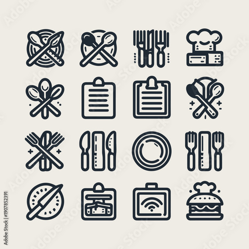 Icon set Hotel elements icon set vector