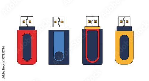USB Drive Line art illustration