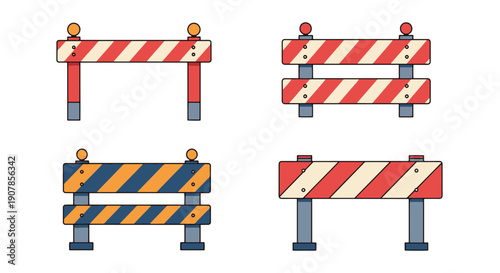 Barricade Line art color filled modern design