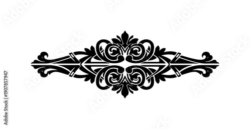 Ornate black border, elegant floral filigree, decorative frame, vector dividers