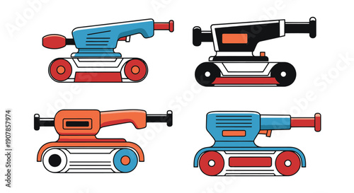 Belt Sander Line art color filled design