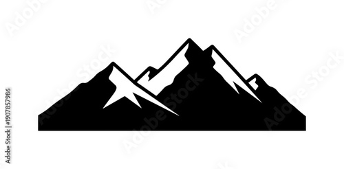 Mountain range silhouette, black mountain icon, vector mountains, landscape symbol