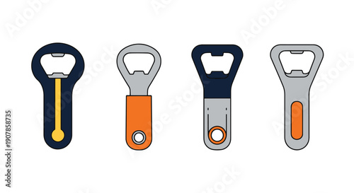 Bottle Opener Line premium color outline design
