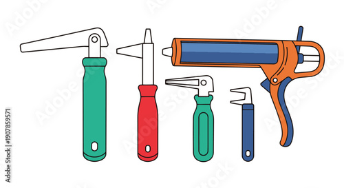 Caulking Tool Line filled art flat design