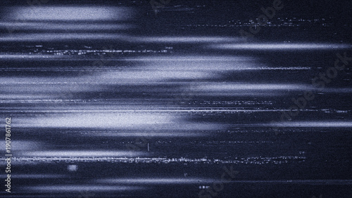 Blue Glitch Static Noise Texture Background with Digital Interference Lines