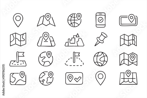 Location and GPS outline icons for navigation apps