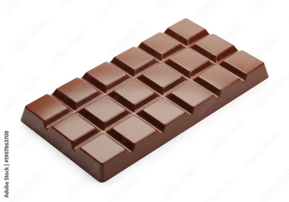 Fototapeta premium Rectangular confectionary item segmented into small squares rests on a pure white background.