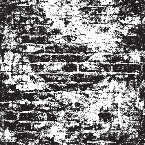 Wallpaper Mural Black and White Grunge Brick Wall Texture Background Distressed Urban Surface Torontodigital.ca