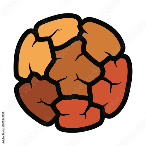 A colorful, cracked, and irregularly shaped object