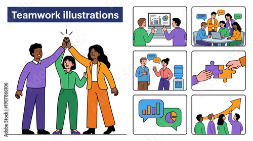 Diverse team collaborating and celebrating success together.