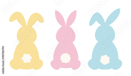Simple Adorable bunny back view flat illustration collection.
Cute cartoon rabbit back and tail icons vector clipart set.