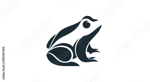 Stylized frog icon on white background