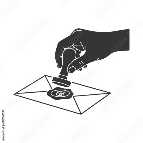 手紙を封じる手のシルエットアイコン