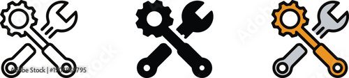 Crossed Wrench and Gear Icons Representing Mechanical Repair, Engineering, and Technical Services for Industrial and DIY Projects