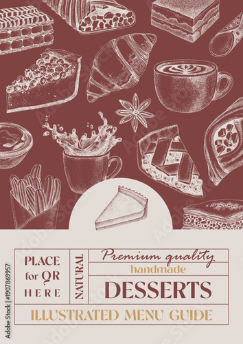 Banner with handmade desserts vector illustration