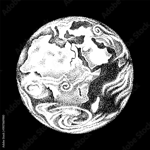 Earth planet hand drawn vector illustration